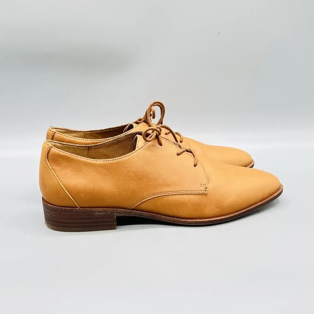 Madewell Shoes Womens 9 Brown Leather Oxford Flats Lace Up Almond Toe Casual
